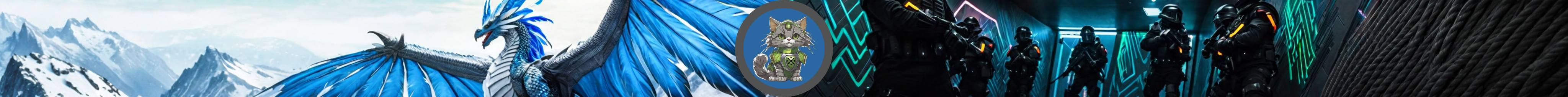 Cute Space Cat with Chaos Logo Between Feathered Dragon and a  Wizard Enforcement Unit